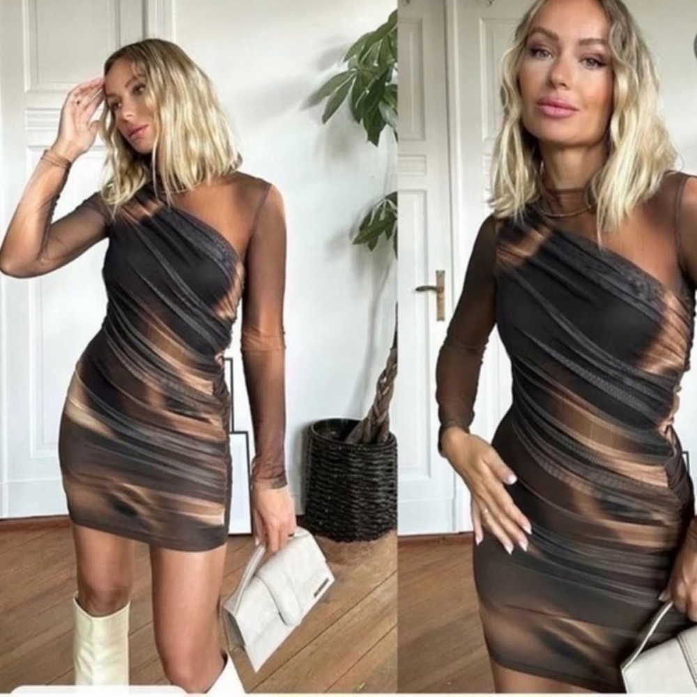 Zara Black and Brown Mini Dress